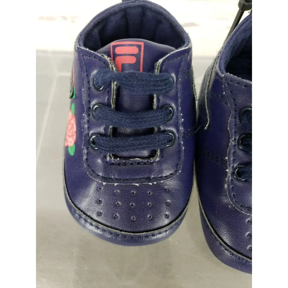 FILA baby girl 6/9 months floral lace up‎ crib soft shoes